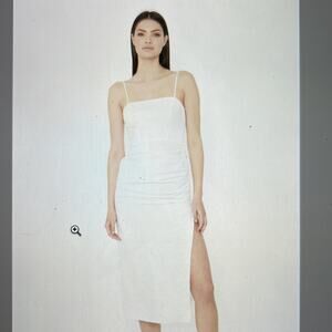 NWT Bardot Zayla linen blend side scrunch slimming sleeveless midi dress sz 4